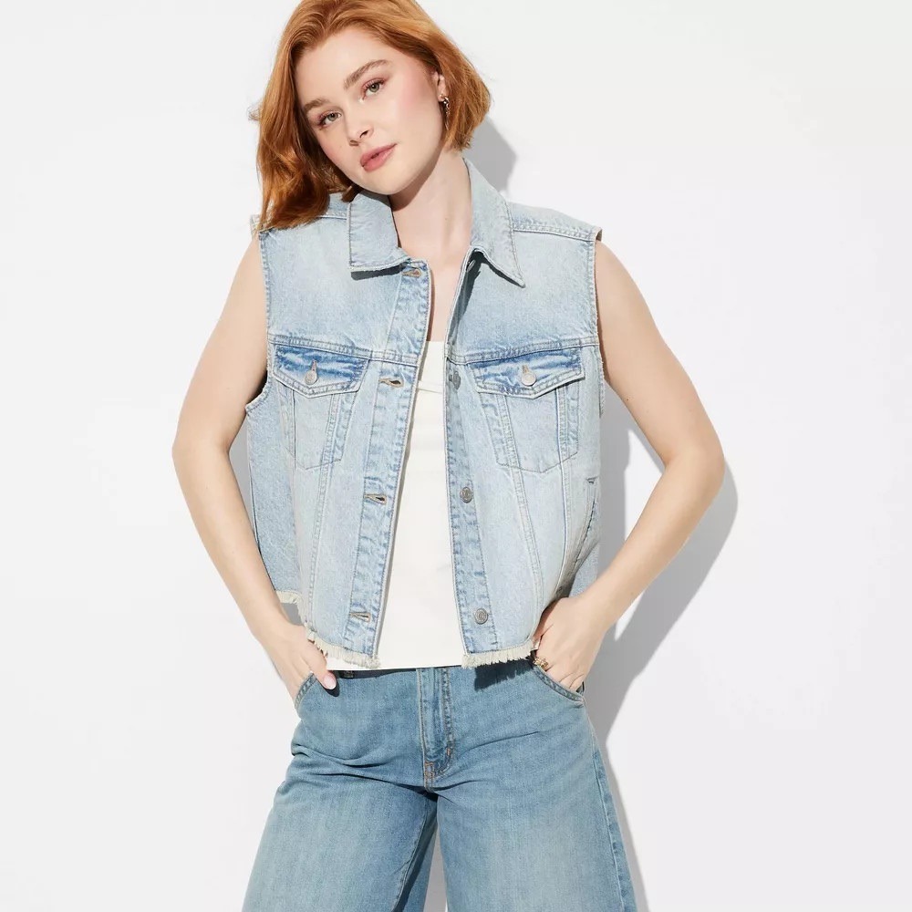 Oversized Denim Jean Vest Wild‎ Fable Large